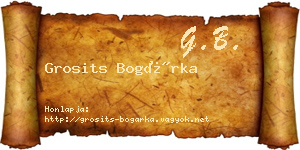 Grosits Bogárka névjegykártya